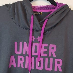 Under Armour Womens LARGE Gray and Pink Loose Fit Sweatshirt Hoodie Pullover